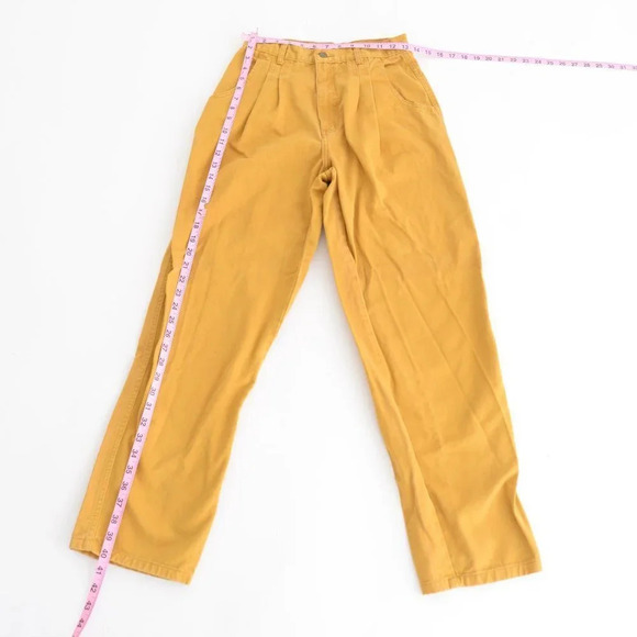 Vintage Oscar de la Reta Mustard High Waisted 100% Cotton Pants  Size 10 - Picture 2 of 12